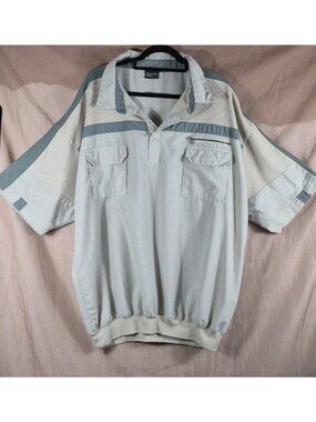 VTG FALCON BAY CLASSIC men's gray dual chest pockets polo shirt size 3 XLT